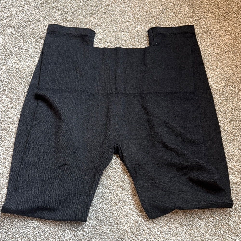 Heathered Black Stretchy Leggings with Wide Waistband